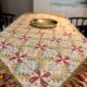 Tableclothe with embroidery and colorful fringes that makes it a very beautiful art piece from Greece. Suitable for big tables